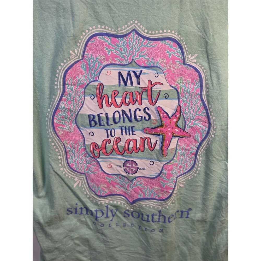 Simply Southern Women's Medium Green Short Sleeve Graphic T-Shirt‎ - Thumbnail 5