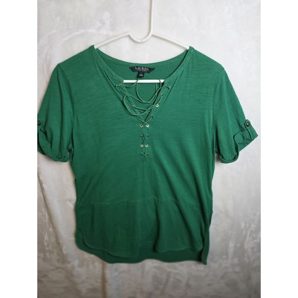 Lauren Ralph Lauren Women's Size L‎ Green String Tie Top - Thumbnail 7