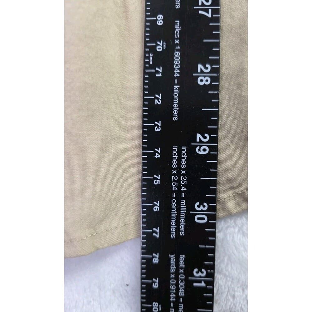 Calvin Klein Men's Medium 100% Silk Tan Long Sleeve Shirt - Thumbnail 5