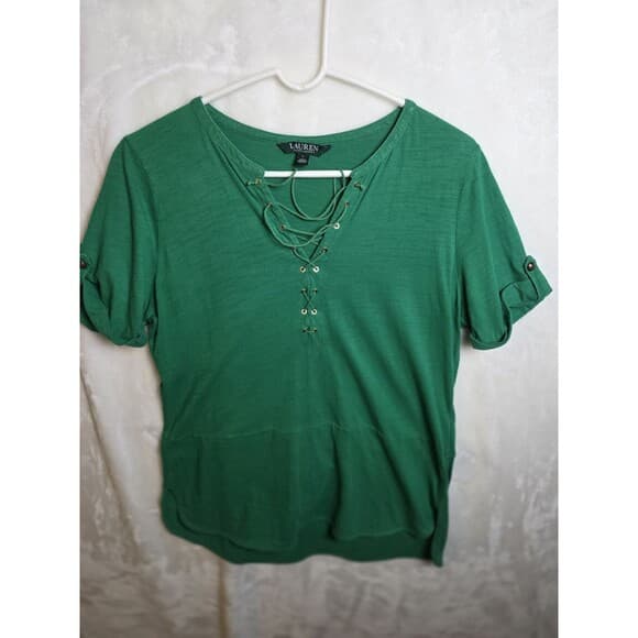 Lauren Ralph Lauren Women's Size L‎ Green String Tie Top - Thumbnail 8
