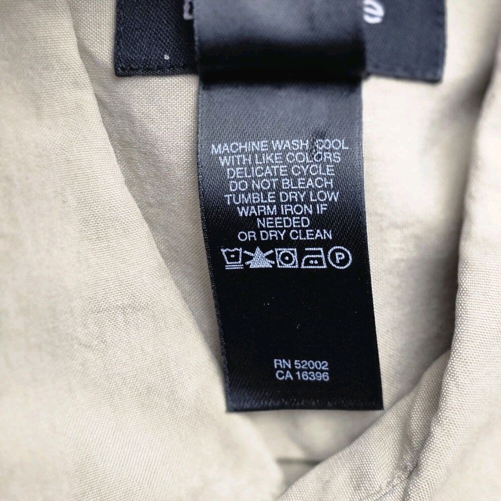 Calvin Klein Men's Medium 100% Silk Tan Long Sleeve Shirt - Thumbnail 2