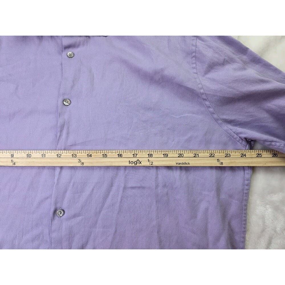 Calvin Klein Mens 17.5 Slim‎ Fit Purple Long Sleeve Button Up Shirt - Thumbnail 4