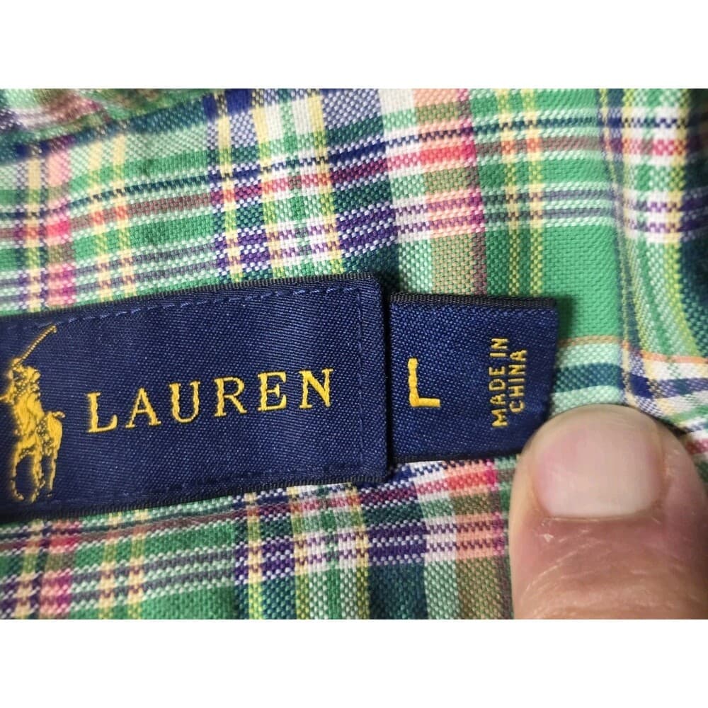 Polo Ralph Lauren Mens Size L Multicolor Plaid Long‎ Sleeve Button Up Cotton - Thumbnail 3
