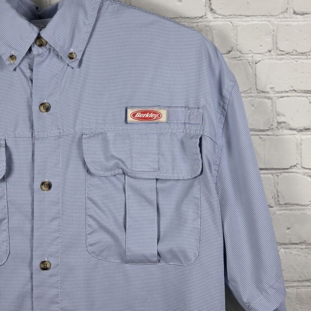 Berkeley Button Men's Large Blue Short Sleeve Fishing Shirt - Thumbnail 2