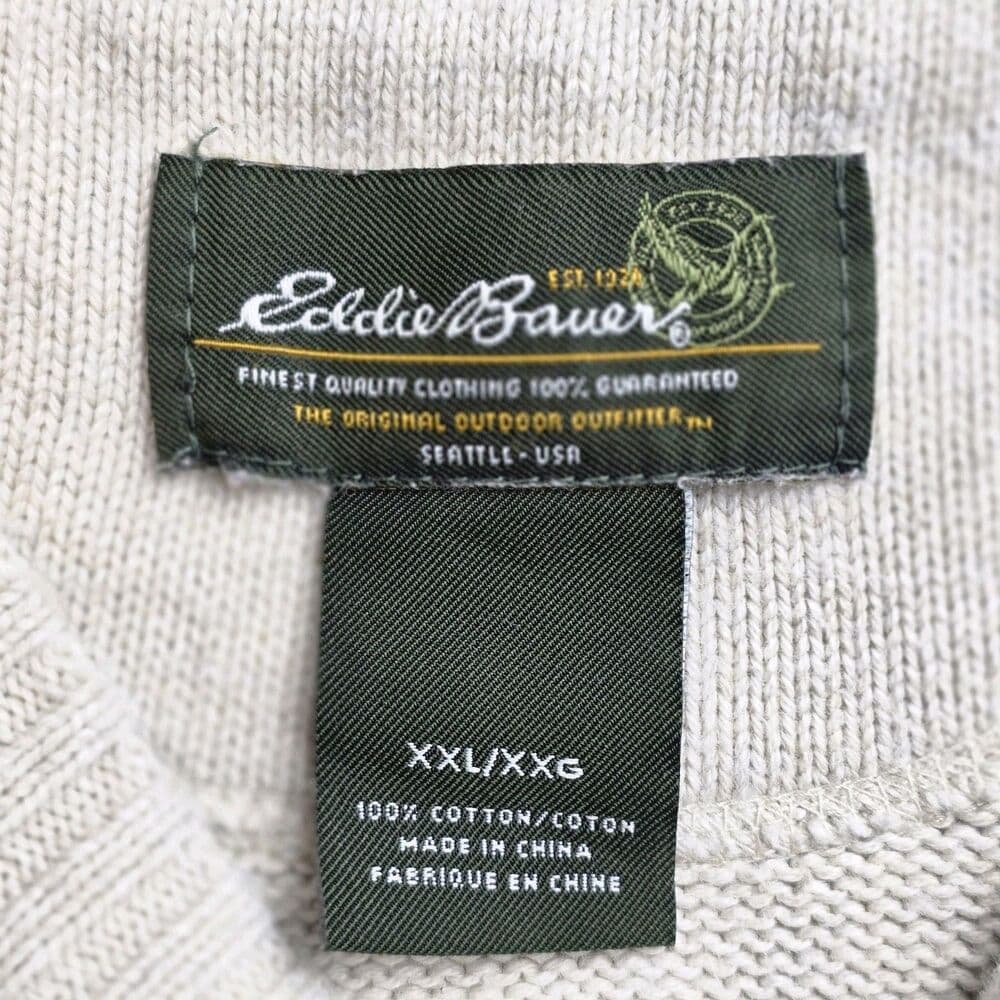 Vintage Eddie‎ Bauer Men's XXL Beige Cotton Sweater - Thumbnail 2