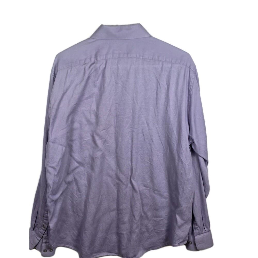 Calvin Klein Mens 17.5 Slim‎ Fit Purple Long Sleeve Button Up Shirt - Thumbnail 6