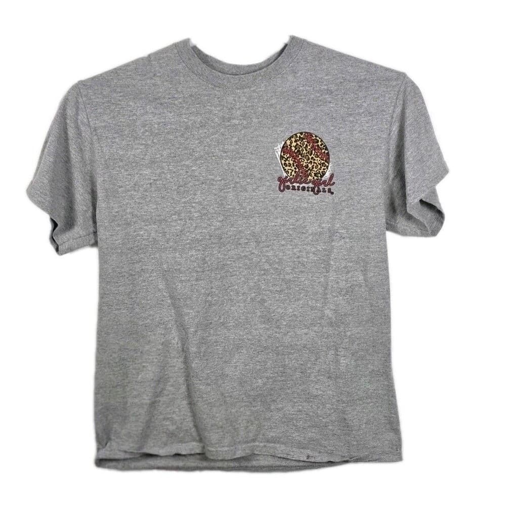 Girlie Girl Originals Medium Gray "Leopard Baseballin" T-Shirt * Missing‎ Tag * - Thumbnail 6