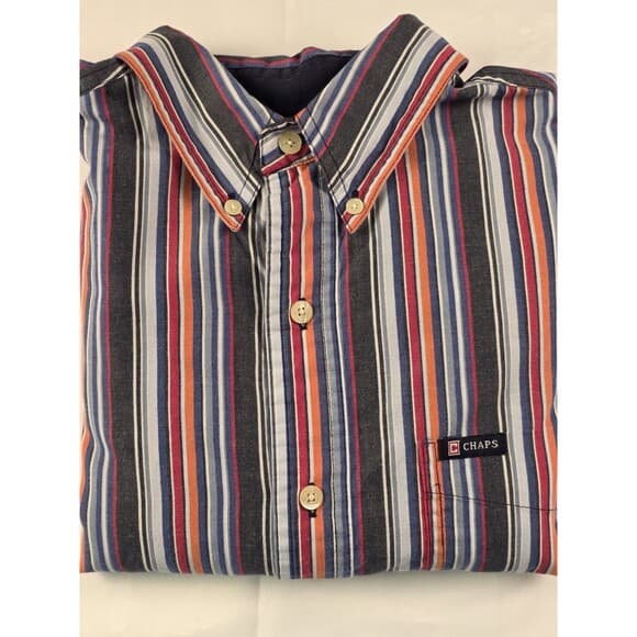 Chaps Mens Medium Multicolored‎ Striped Long Sleeve Button Down Shirt - Thumbnail 9