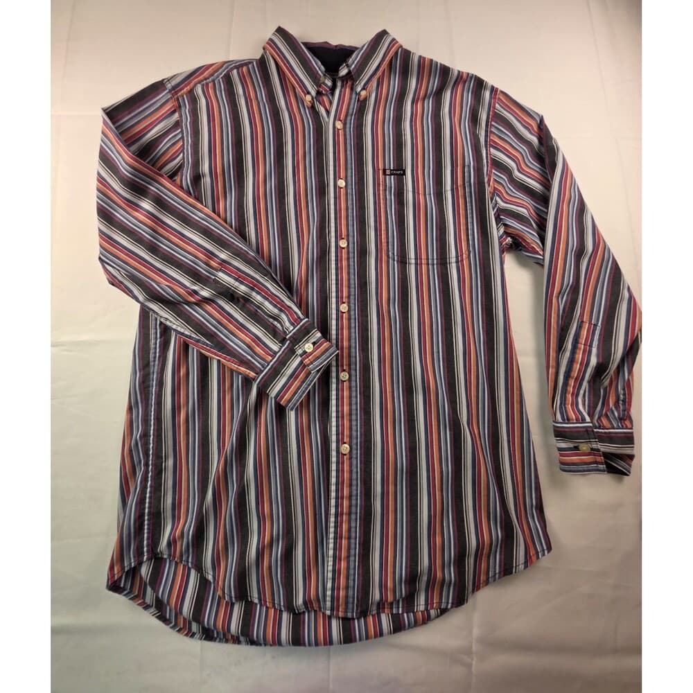 Chaps Mens Medium Multicolored‎ Striped Long Sleeve Button Down Shirt - Thumbnail 3