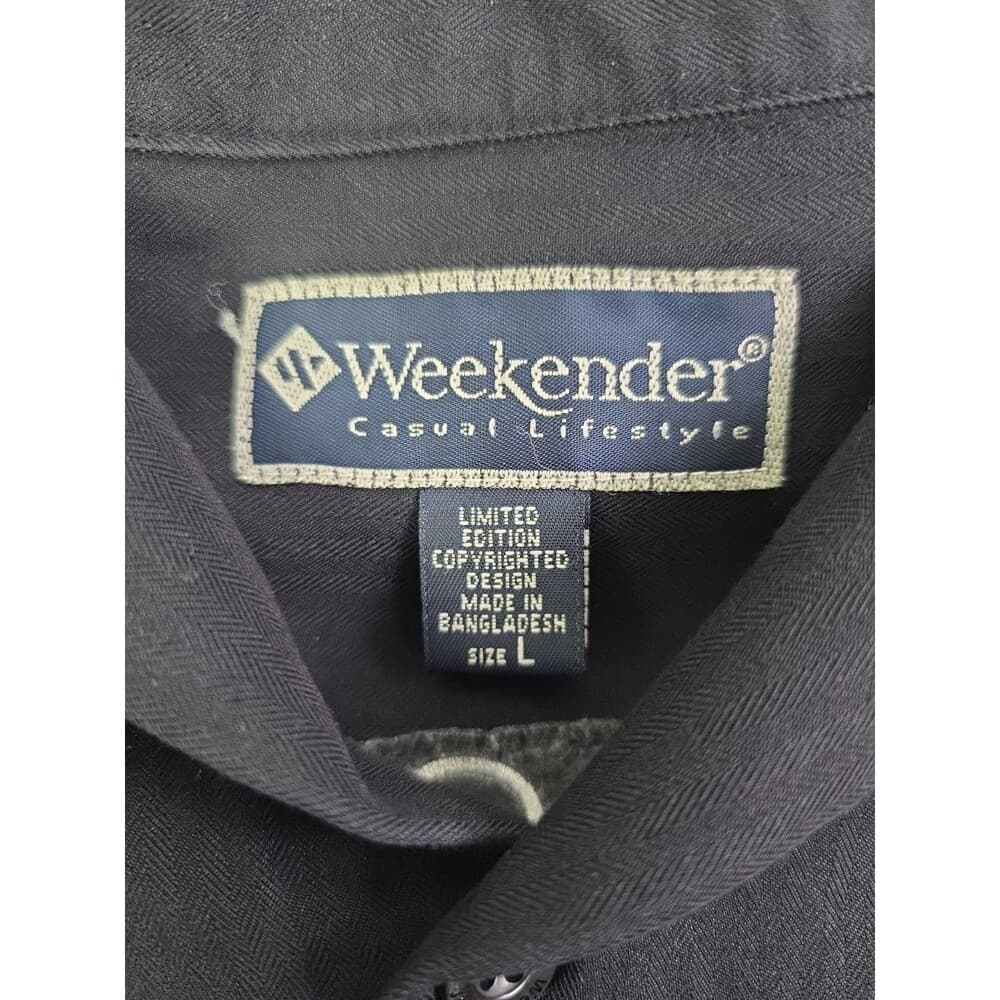Weekender Limited Edition Men's Large Black Button Down Poker Shirt - Thumbnail 9
