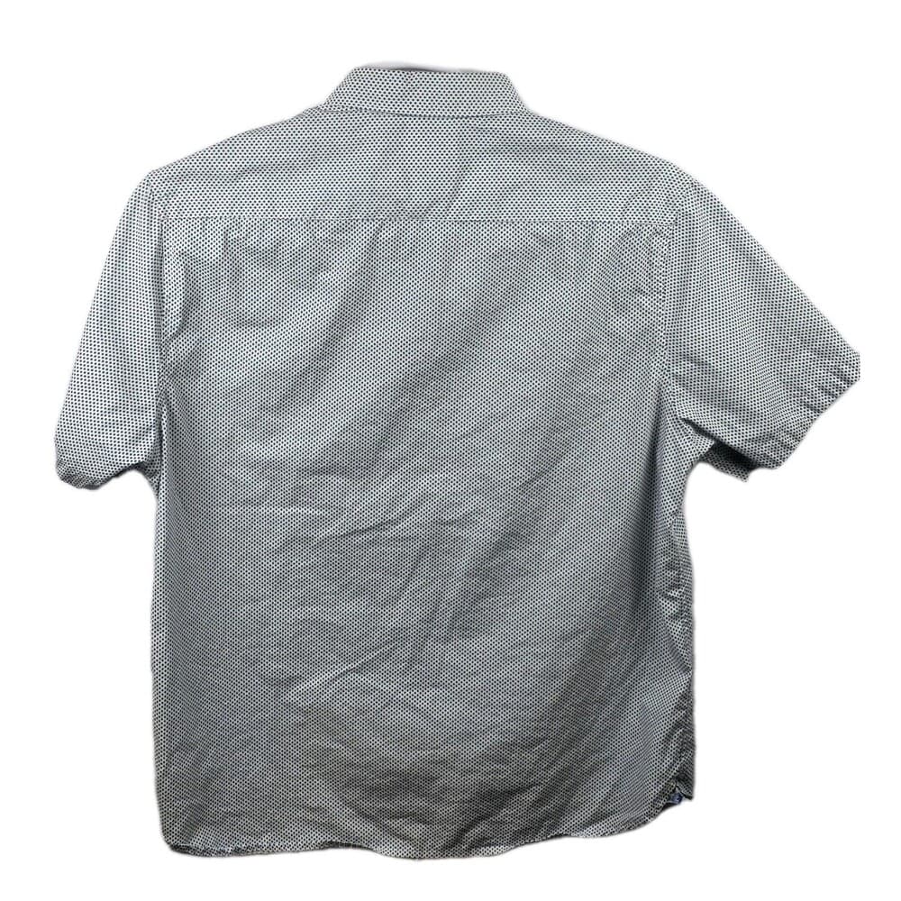 Denim &‎ Flower Men's XL White with Blue Flower Pattern Short Sleeve Shirt - Thumbnail 7