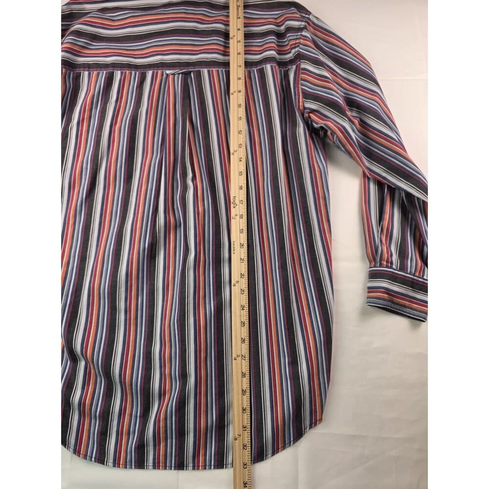 Chaps Mens Medium Multicolored‎ Striped Long Sleeve Button Down Shirt - Thumbnail 6