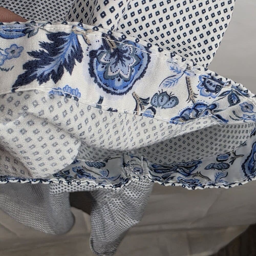 Denim &‎ Flower Men's XL White with Blue Flower Pattern Short Sleeve Shirt - Thumbnail 3