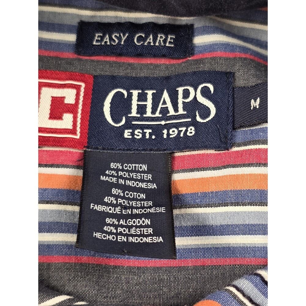 Chaps Mens Medium Multicolored‎ Striped Long Sleeve Button Down Shirt - Thumbnail 4