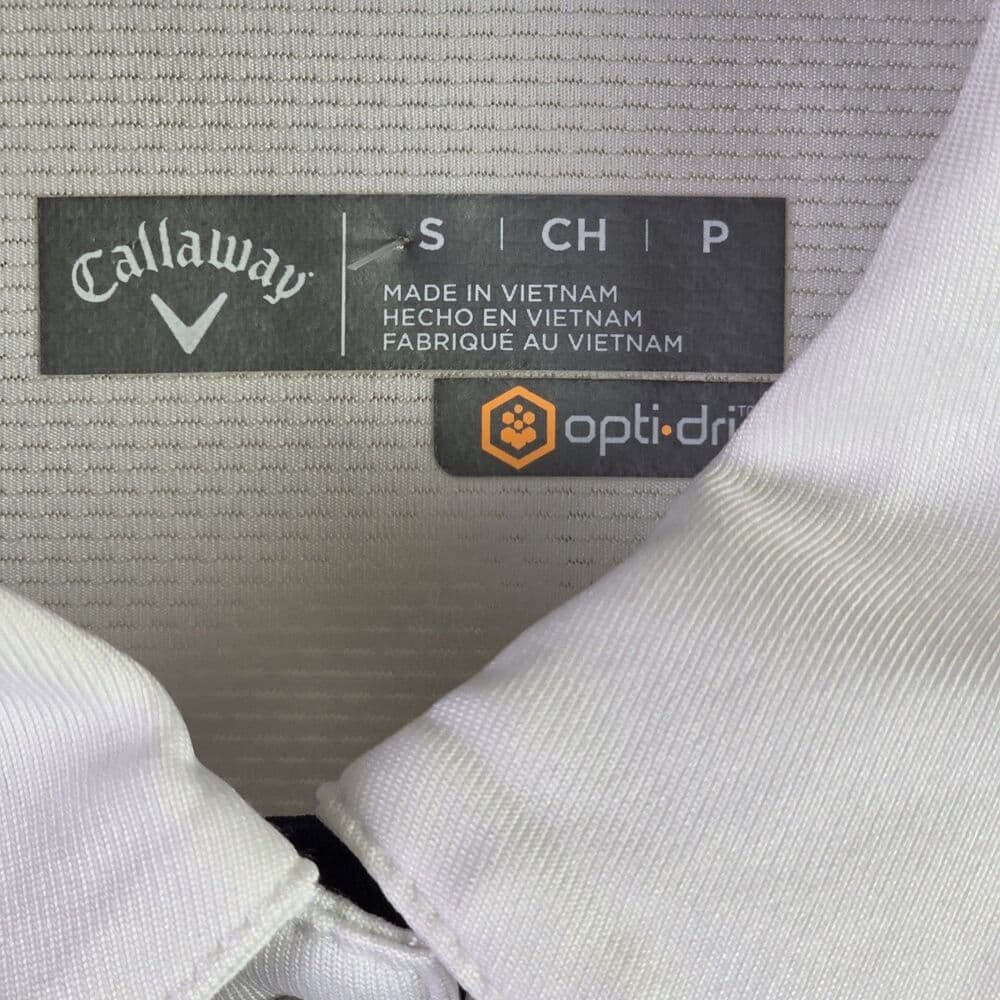 Callaway Adult Small White Geometric Opti Dri Stretch S/S Polo Shirt - Thumbnail 2