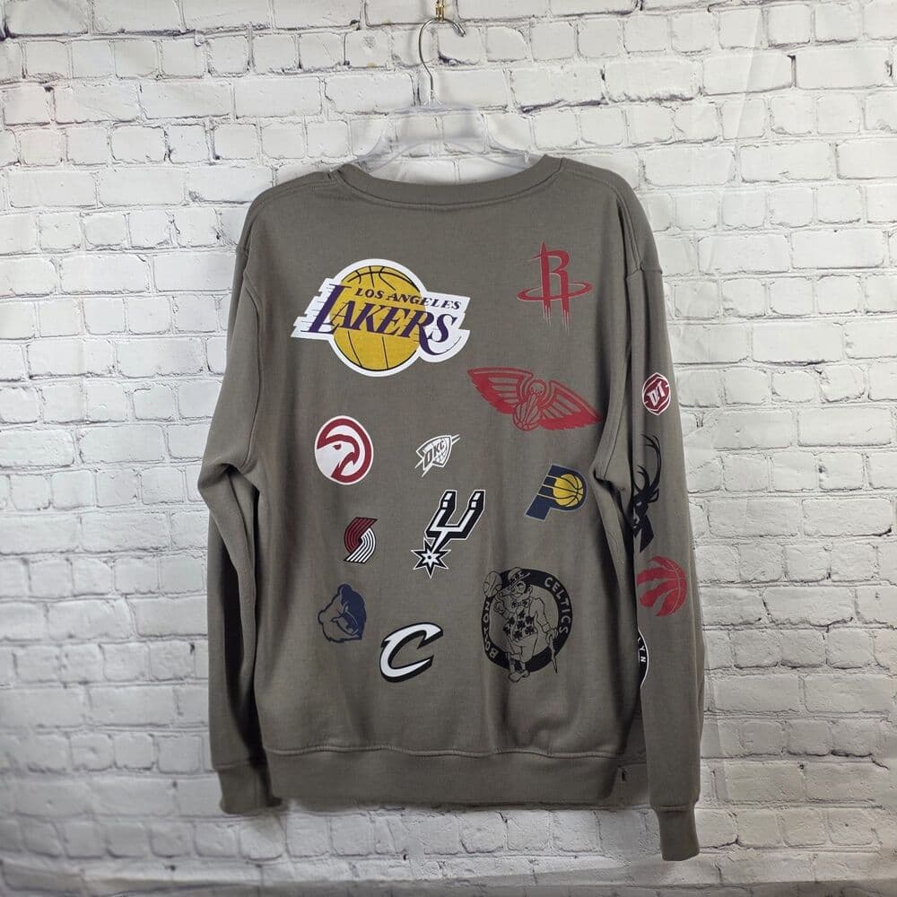 NBA Men's Large Khaki Game Crew Sweatshirt - Thumbnail 6