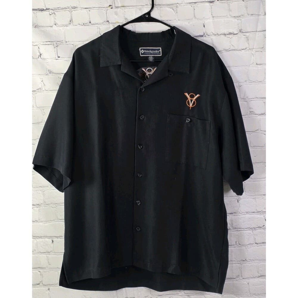 Weekender Limited Edition Men's Large Black Button Down Poker Shirt - Thumbnail 10