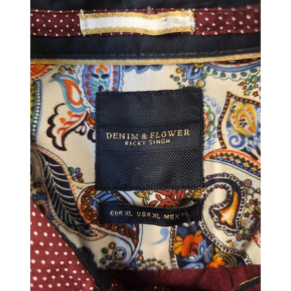 Denim & Flower Men’s XL Maroon Red Polka Dot Long Sleeve Button Up Shirt NWT - Thumbnail 3
