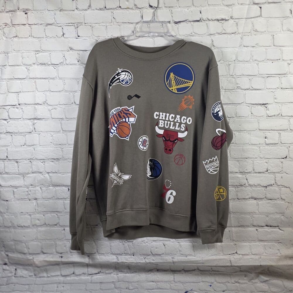 NBA Men's Large Khaki Game Crew Sweatshirt - Thumbnail 10