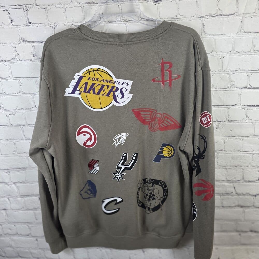 NBA Men's Large Khaki Game Crew Sweatshirt - Thumbnail 7