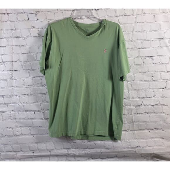 Polo Ralph Lauren Men's Large Green V Neck Short Sleeve Shirt - Thumbnail 10
