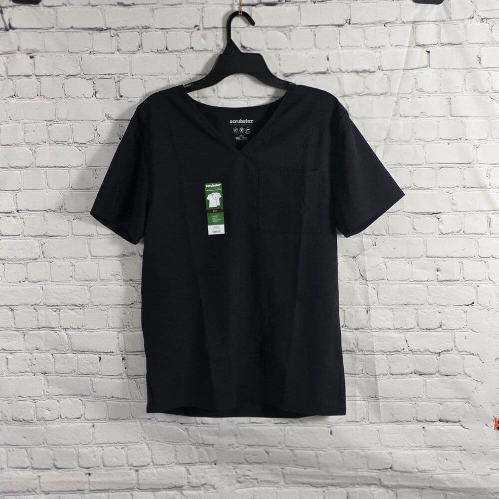 Scrubstar Core Essentials Unisex Small Black V-Neck Scrub Top- WM00T872 - Thumbnail 10