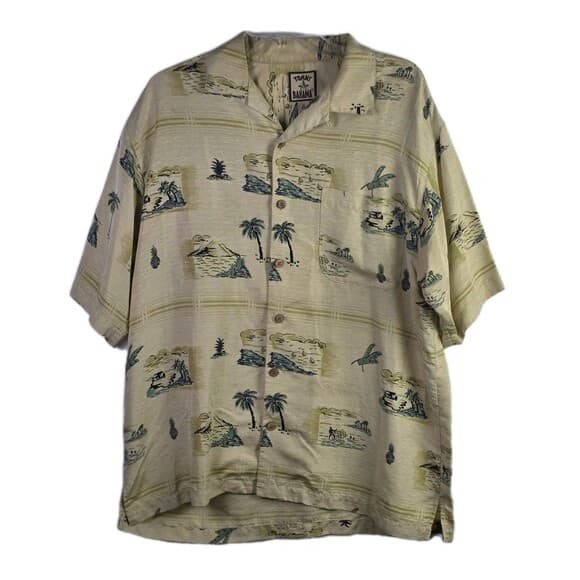 Tommy Bahama Men’s Medium Beige Hawaiian Seashore Short Sleeve Shirt - Thumbnail 7