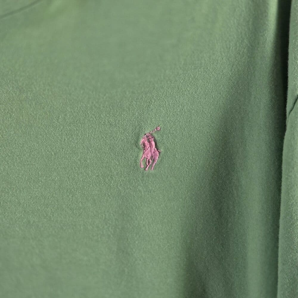 Polo Ralph Lauren Men's Large Green V Neck Short Sleeve Shirt - Thumbnail 2