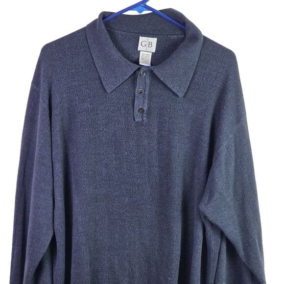 Geoffrey‎ Beene Men’s XXL Blue Knit Long-Sleeve Acrylic Sweater - Thumbnail 6