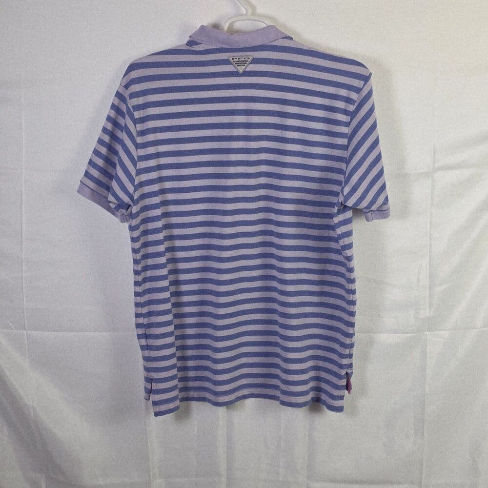Columbia PFG Men's XL Purple Striped Super Bone Fish Pique Polo Shirt - Thumbnail 8