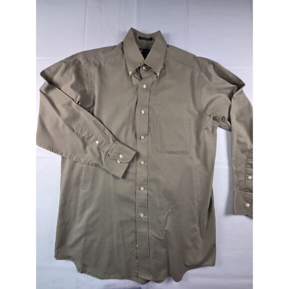 Chaps Mens Dress Shirt Size 15-15 1/2, 32/33 Medium Olive‎ Long Sleeve Shirt - Thumbnail 9