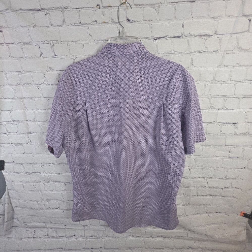 Nick Graham Men's Large Lavender Geometric Everwhere S/S Button Up Shirt - Thumbnail 6