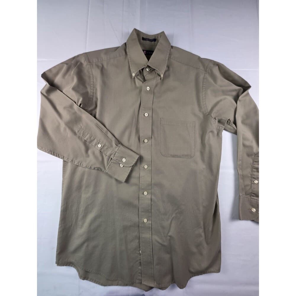 Chaps Mens Dress Shirt Size 15-15 1/2, 32/33 Medium Olive‎ Long Sleeve Shirt - Thumbnail 8