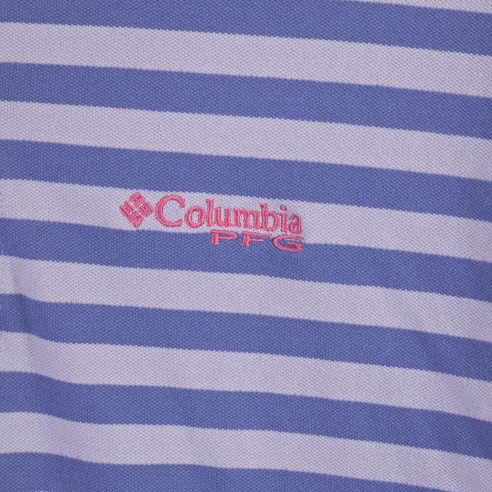 Columbia PFG Men's XL Purple Striped Super Bone Fish Pique Polo Shirt - Thumbnail 2