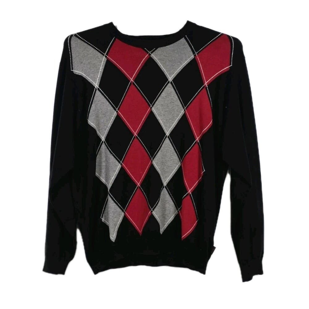 Izod Women's‎ Medium Harlequin Long Sleeve Sweater - Thumbnail 7