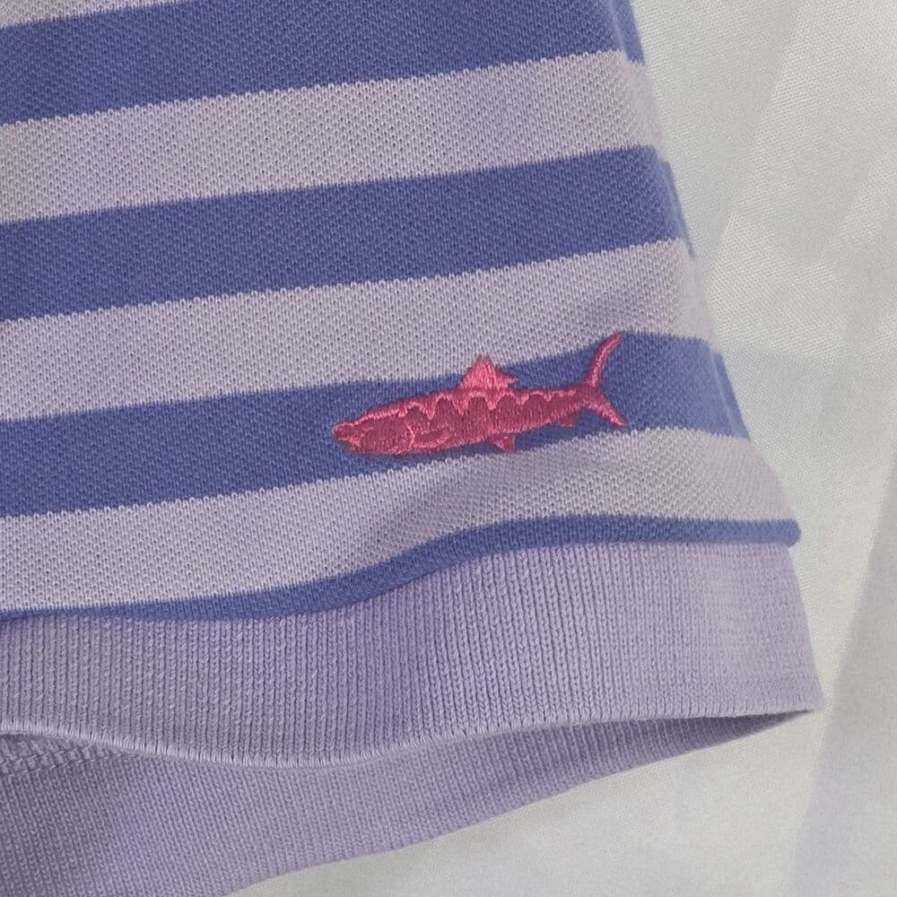 Columbia PFG Men's XL Purple Striped Super Bone Fish Pique Polo Shirt - Thumbnail 3