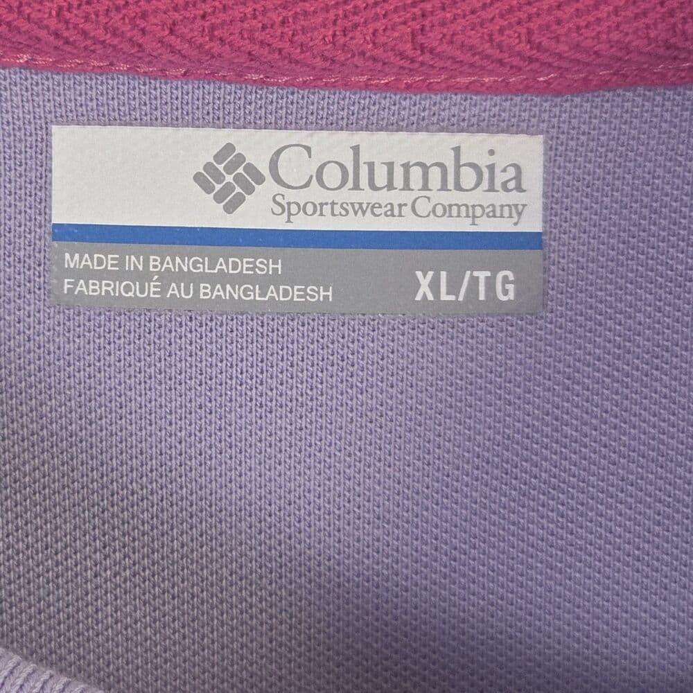 Columbia PFG Men's XL Purple Striped Super Bone Fish Pique Polo Shirt - Thumbnail 4