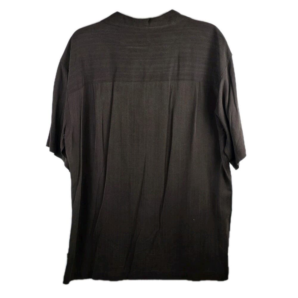 Island Shores 100% Silk Men's Large Brown Cuban Short Sleeve Shirt - Thumbnail 8
