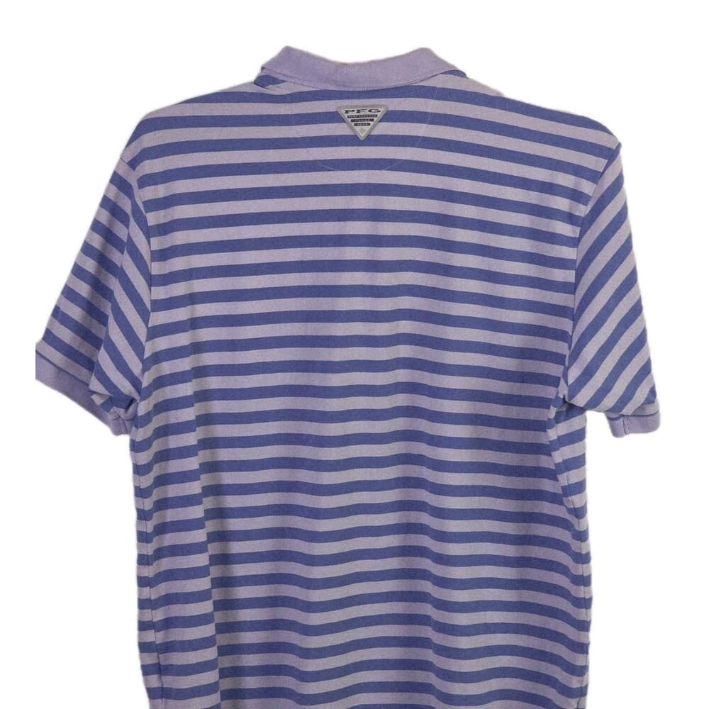 Columbia PFG Men's XL Purple Striped Super Bone Fish Pique Polo Shirt - Thumbnail 9
