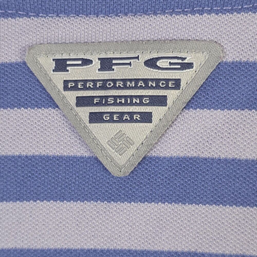 Columbia PFG Men's XL Purple Striped Super Bone Fish Pique Polo Shirt - Thumbnail 10