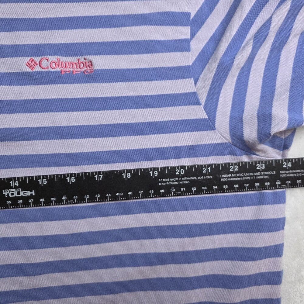 Columbia PFG Men's XL Purple Striped Super Bone Fish Pique Polo Shirt - Thumbnail 6