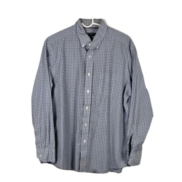Daniel Cremieux Men's Large White & Blue Tattersall Long Sleeve Button Up Shirt - Thumbnail 10