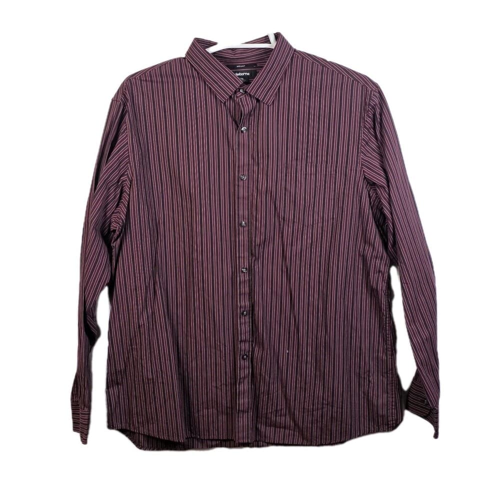 Claiborne Men’s XXL Purple 80's‎ 2-Ply Striped Button Up Shirt - Thumbnail 7