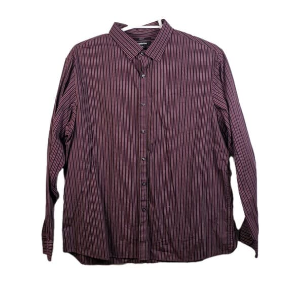 Claiborne Men’s XXL Purple 80's‎ 2-Ply Striped Button Up Shirt - Thumbnail 8