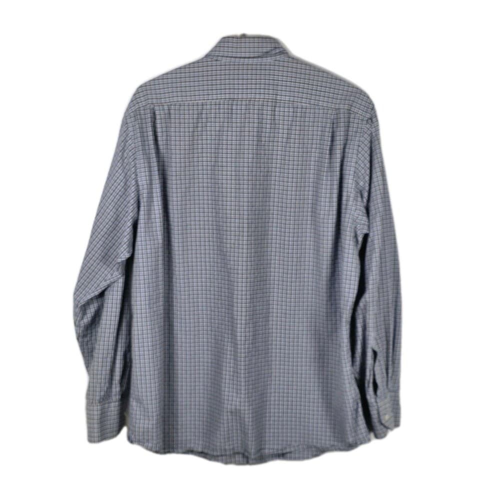 Daniel Cremieux Men's Large White & Blue Tattersall Long Sleeve Button Up Shirt - Thumbnail 7