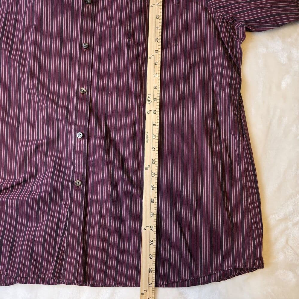 Claiborne Men’s XXL Purple 80's‎ 2-Ply Striped Button Up Shirt - Thumbnail 5