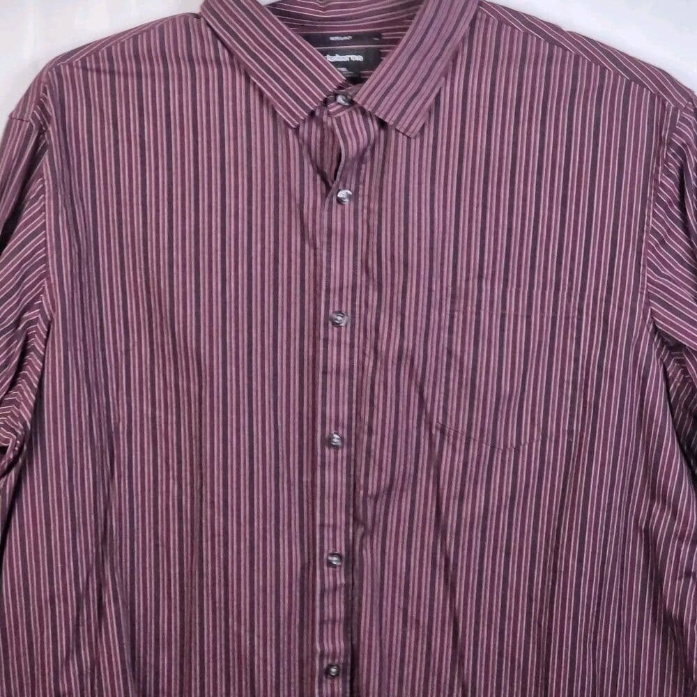 Claiborne Men’s XXL Purple 80's‎ 2-Ply Striped Button Up Shirt