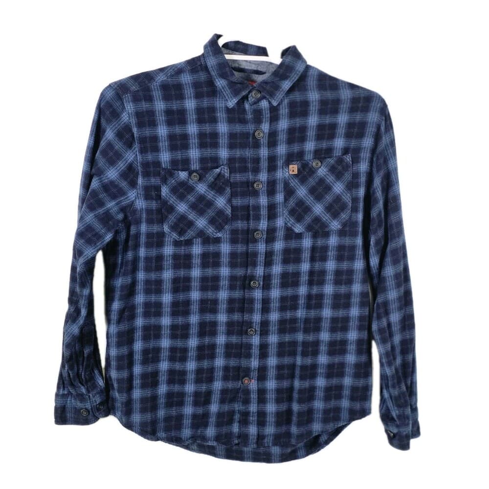 Coleman Men's Large Blue & Black Plaid‎ Flannel Button Up Shirt - Thumbnail 5