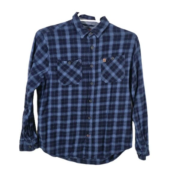 Coleman Men's Large Blue & Black Plaid‎ Flannel Button Up Shirt - Thumbnail 6
