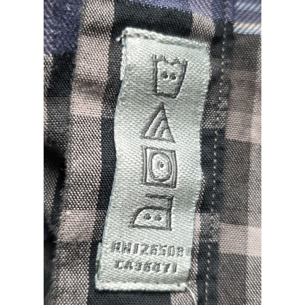 Thomas Dean‎ Large Navy Blue & Gray Plaid Long Sleeve Button Up Shirt - Thumbnail 8
